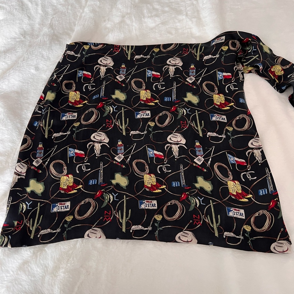 NICOLE MILLER Silk Texas Theme Wrap Skirt Size Large